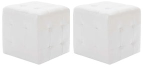 vidaXL Pufe 2 pcs 30x30x30 cm couro artificial branco