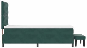 Cama Box com Colchão e Banco Verde Escuro 100x200 cm Veludo