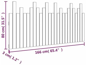 Cabeceira de parede 166x3x80 cm madeira de pinho maciça