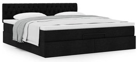 Estrutura de cama otomana com colchão 160x200 cm tecido preto