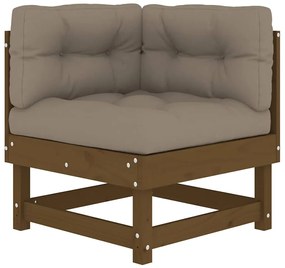 Sofás de canto com almofadões 2 pcs pinho maciço castanho-mel