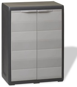 vidaXL Armário arrumação para jardim c/ 1 prateleira preto e cinzento