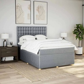 Cama com molas/colchão 160x200 cm tecido cinzento-claro