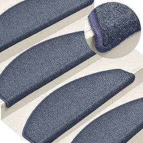Tapete/carpete para degraus 15 pcs 65x24x4cm cinza-escuro/azul