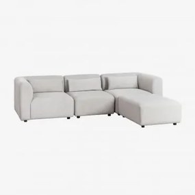 Sofá Modular De 3 Peças Com Puff Fogler Tecido Cinza Claro - Sklum