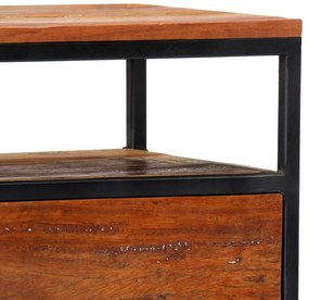 Mesa de cabeceira 40x30x50 cm madeira recuperada maciça e aço