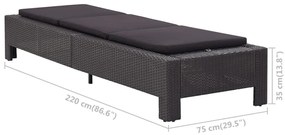 Espreguiçadeira com almofadão vime PE preto