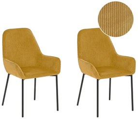 Conjunto de 2 cadeiras de jantar em bombazine amarela LOVERNA Beliani
