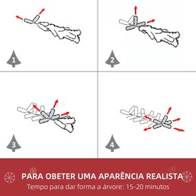 Árvore de Natal Artificial 120 cm com Neve Ignífugo com 200 Ramos Folhas de PVC Abertura Automática Base Dobrável Verde