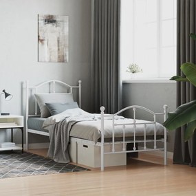 vidaXL Estrutura de cama com cabeceira e pés 90x190 cm metal branco