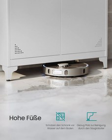 Armário arrumação multifuncional com 2 portas e 5 compartimentos, 80 x 40 x 165 cm, cinzento mate