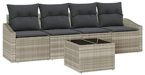 Conjunto de Jantar pra Jardim com 5 Peças e Almofadas Cinza Claro em R