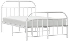 Estrutura de cama com cabeceira e pés 120x200 cm metal branco