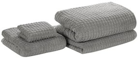 Conjunto de 4 toalhas cinzentas de algodão ATAI Beliani