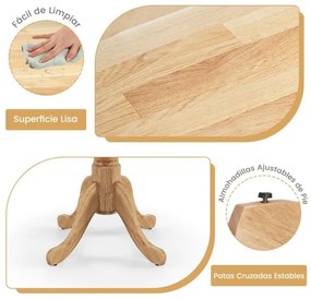 Mesa de jantar redonda de 100 cm para 4 pessoas em madeira de cauchu com base em pedestal para sala de estar e sala de jantar Cor Natural