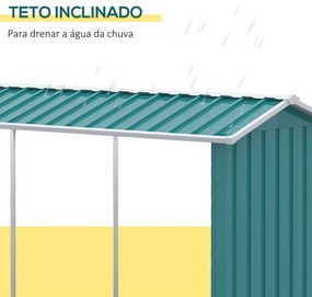 Abrigo para Lenhas de Aço Galvanizado com Teto Inclinado para Jardim Varanda Pátio 240x86x160 cm Verde
