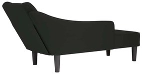 Chaise-longue com apoio de braço direito veludo preto