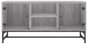 Móvel de TV c/ portas de vidro 102x37x50 cm cinza sonoma