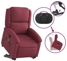 Poltrona de massagens reclin. elevatória tecido vermelho tinto