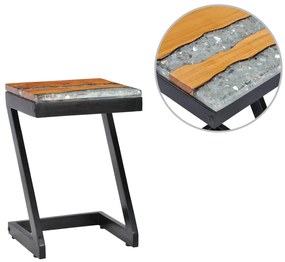 Mesa de centro 30x30x50 cm madeira de teca maciça e poliresina