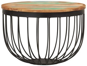 Mesa de centro Ø50x35 cm madeira recuperada maciça e aço