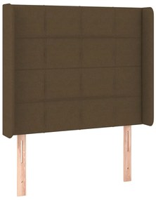 Cama box spring c/ colchão/LED 90x190 cm tecido castanho-escuro