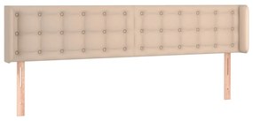 Cabeceira cama LED couro artificial 203x16x78/88 cm cappuccino