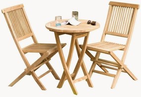 Conjunto de jardim dobrável em madeira de teca Fun, conjunto de 3