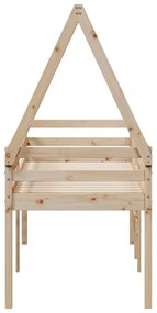 Cama alta com telhado 75x190 cm pinho maciço