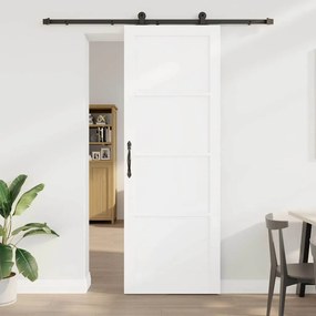 vidaXL Porta de Correr com Conjunto de Hardware Branca 83x232 cm Madeira Sólida Pinho