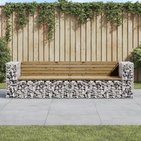 vidaXL Banco de jardim c/ design gabião 244x71x65,5cm pinho impregnado