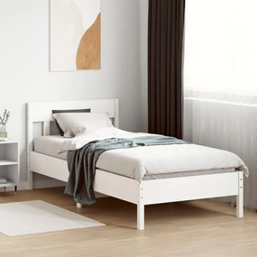 Estrutura de cama com cabeceira 100x200cm pinho maciço branco