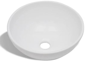 Lavatório com torneira misturadora cerâmica redondo branco