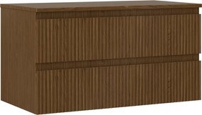 Mexen Rivel armário de casa de banho sob lavatório 90 cm com tampo, 2 gavetas, ranhurado, nogueira - 91A20-09047-2-BFFC86