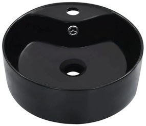 Lavatório com extravasamento 36x13 cm cerâmica preto