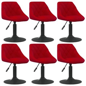 Cadeiras de jantar giratórias 6 pcs veludo vermelho tinto