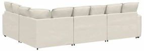 Sofá modular com almofadas veludo creme