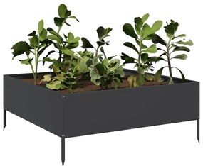 Canteiro elevado de jardim 100x100x25 cm aço preto