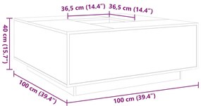 Mesa de centro 100x100x40 cm derivados madeira cinzento cimento