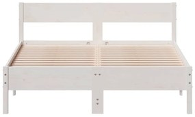 Cama sem colchão 150x200 cm madeira de pinho maciça branco