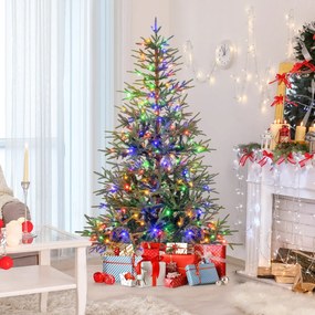 Árvore de Natal artificial pré-iluminada com dobradiças, 180 cm, com 250 luzes LED em branco quente e multicoloridas, 11 modos, 530 pontas verdes