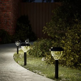 vidaXL Luzes solares p/ caminhos c/ espigões 4 pcs branco quente e RGB