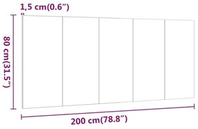 Cabeceira cama 200x1,5x80 cm derivados madeira branco brilhante