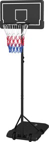Cesto de basquetebol para exterior com altura ajustável de 182-213/220-250 cm, cesto de basquetebol com base e Rodas, preto
