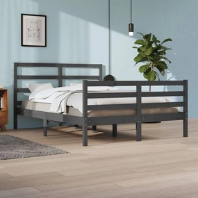 vidaXL Estrutura de cama 140x200 cm madeira de pinho maciça cinzento