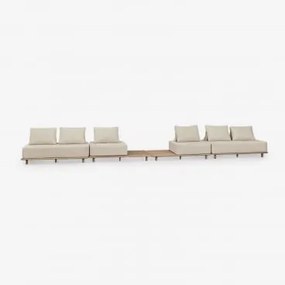 Conjunto De Jardim Com Sofá Modular De 4 Peças Com Mesa Auxiliar Em Acácia Portet Marrom Acácia Claro - Sklum