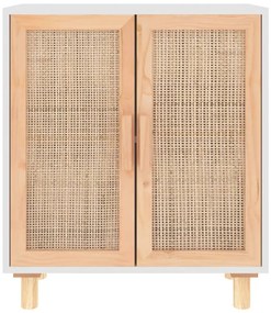 Aparador 60x30x70 cm madeira pinho maciça/vime natural branco