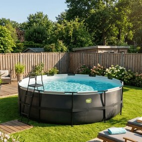 Piscina redonda Black Leather  ø450x122cm com bomba de filtragem - preta