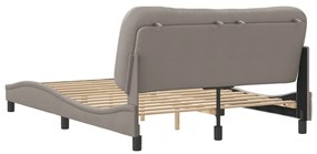 Estrutura cama cabeceira 140x190 cm tecido castanho-acinzentado