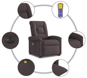 Poltrona elétrica elevatória massagens tecido castanho-escuro